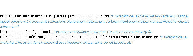 Définition invasion ACAD 1835