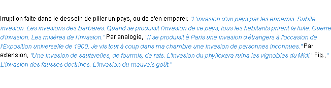 Définition invasion ACAD 1932