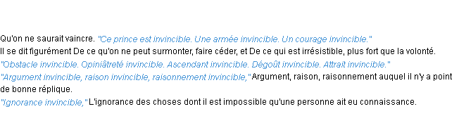 Définition invincible ACAD 1835