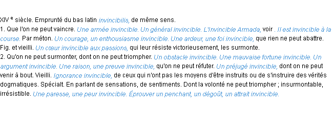 Définition invincible ACAD 1986