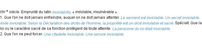 Définition inviolable ACAD 1986