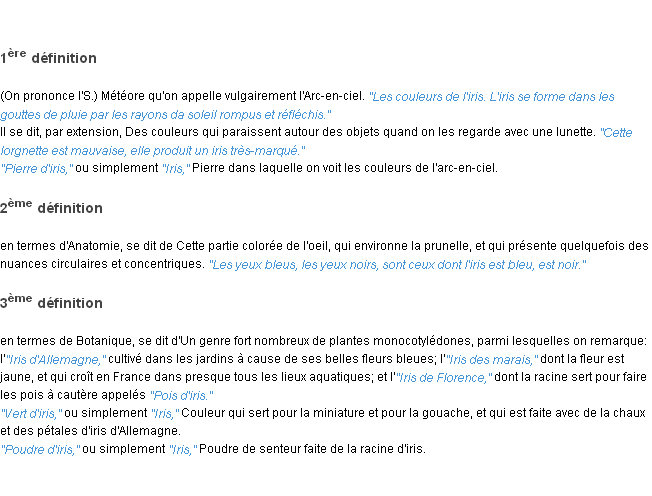 Définition iris ACAD 1835