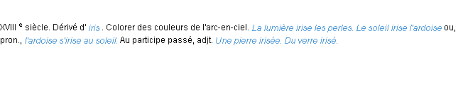 Définition iriser ACAD 1986