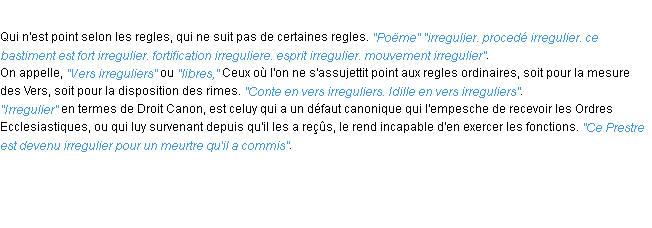 Définition irregulier ACAD 1694