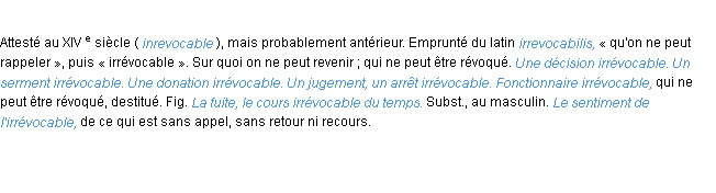 Définition irrévocable ACAD 1986
