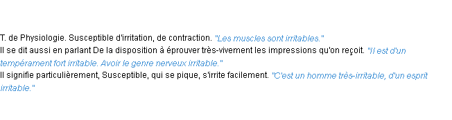 Définition irritable ACAD 1835