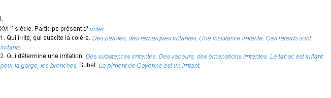 Définition irritant ACAD 1986