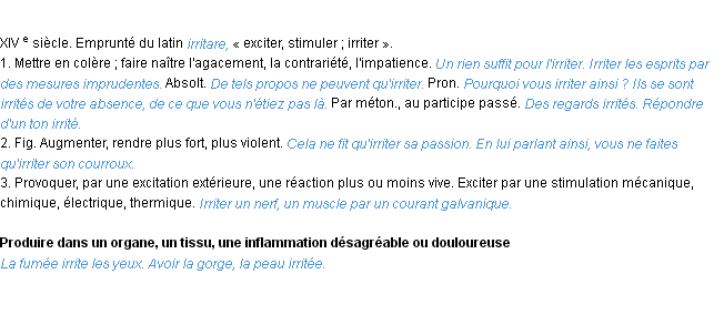 Définition irriter ACAD 1986