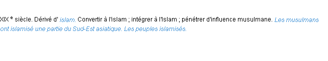Définition islamiser ACAD 1986