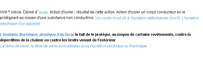 Définition isolation ACAD 1986