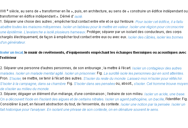 Définition isoler ACAD 1986