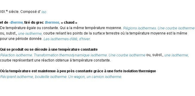 Définition isotherme ACAD 1986