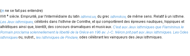 Définition isthmique ACAD 1986