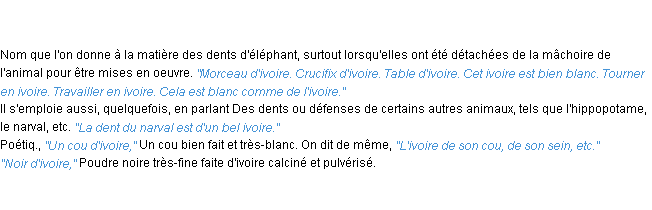 Définition ivoire ACAD 1835