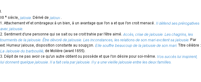 Définition jalousie ACAD 1986