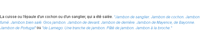 Définition jambon ACAD 1835