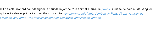 Définition jambon ACAD 1986