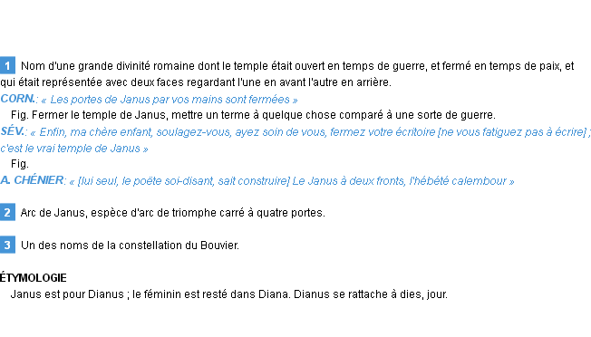 Définition janus Emile Littré