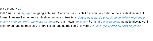 Définition jersey ACAD 1986