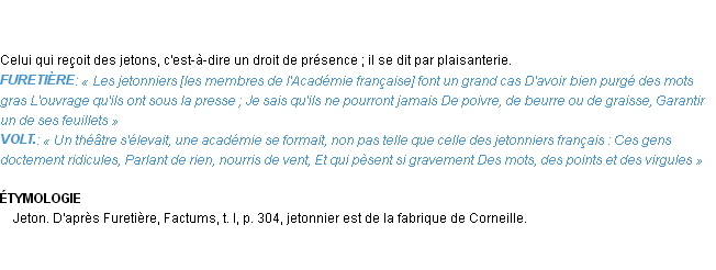 Définition jetonnier Emile Littré