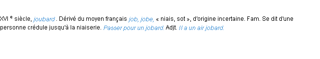 Définition jobard ACAD 1986