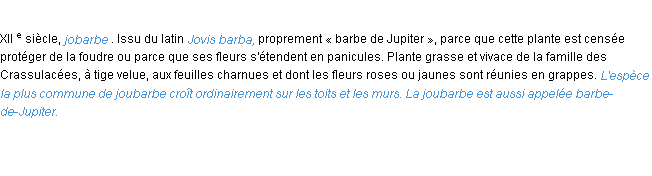 Définition joubarbe ACAD 1986