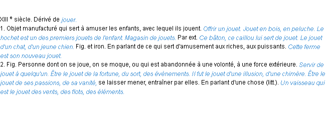 Définition jouet ACAD 1986