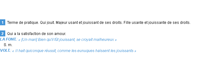 Définition jouissant Emile Littré