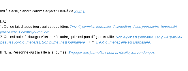 Définition journalier ACAD 1986