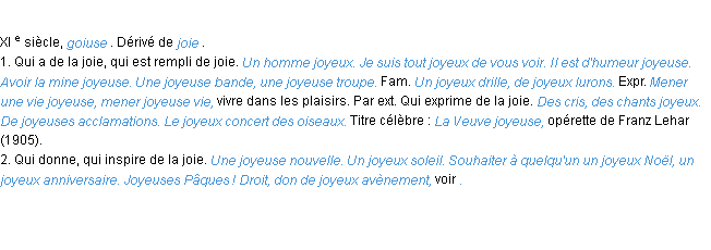 Définition joyeux ACAD 1986