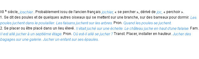 Définition jucher ACAD 1986