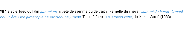 Définition jument ACAD 1986