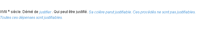 Définition justifiable ACAD 1986