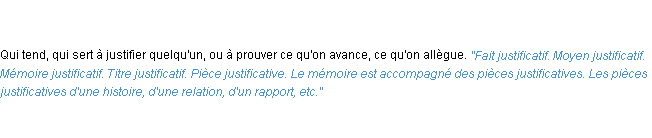 Définition justificatif ACAD 1835