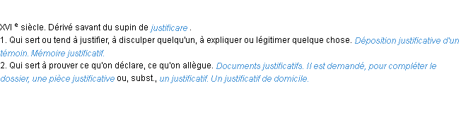 Définition justificatif ACAD 1986