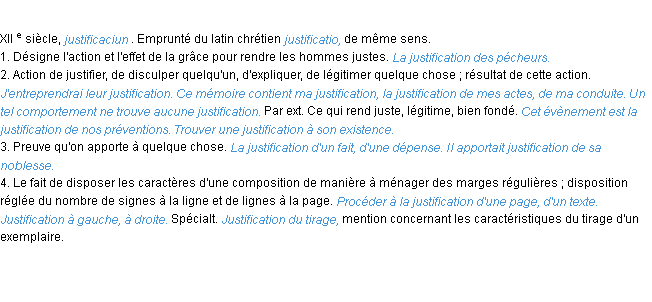 Définition justification ACAD 1986