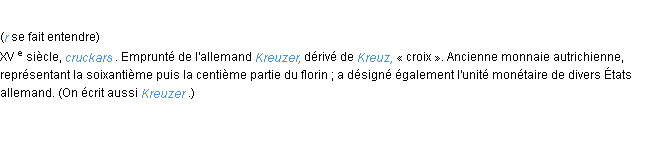 Définition kreutzer ACAD 1986