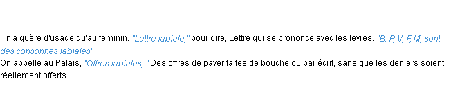 Définition labial ACAD 1798
