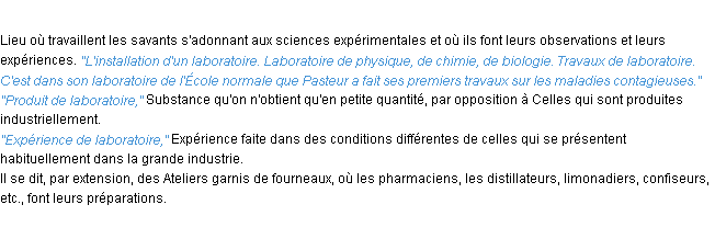 Définition laboratoire ACAD 1932