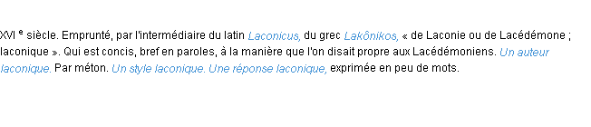 Définition laconique ACAD 1986