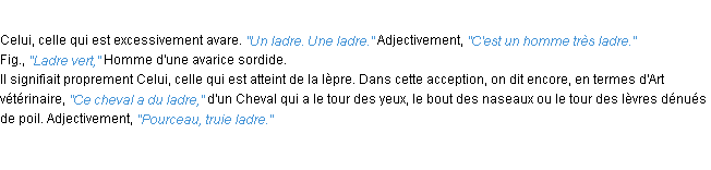 Définition ladre ACAD 1932