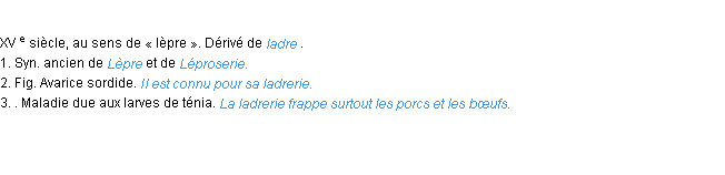 Définition ladrerie ACAD 1986