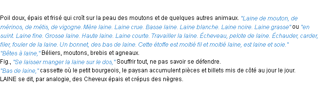 Définition laine ACAD 1932