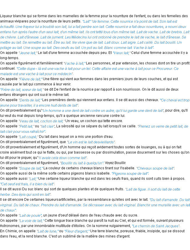 Définition lait ACAD 1798