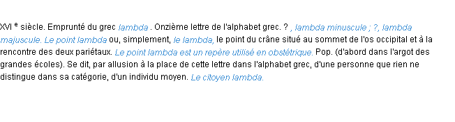 Définition lambda ACAD 1986