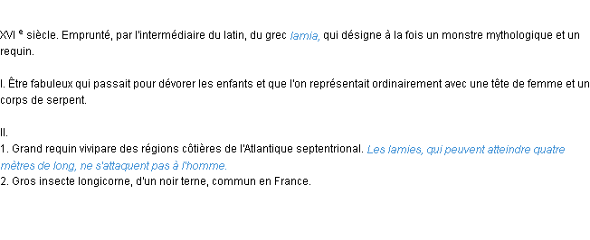 Définition lamie ACAD 1986