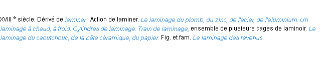 Définition laminage ACAD 1986