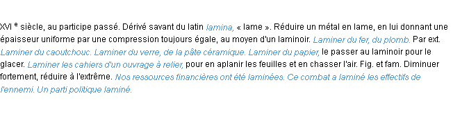 Définition laminer ACAD 1986