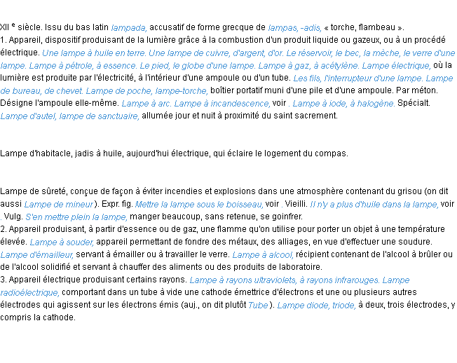 Définition lampe ACAD 1986