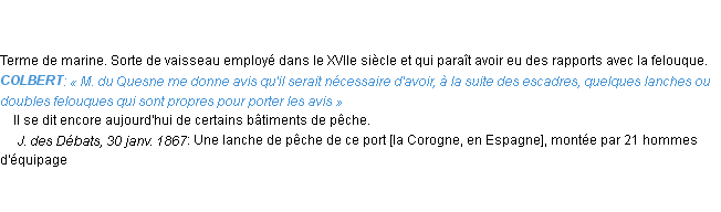 Définition lanche Emile Littré